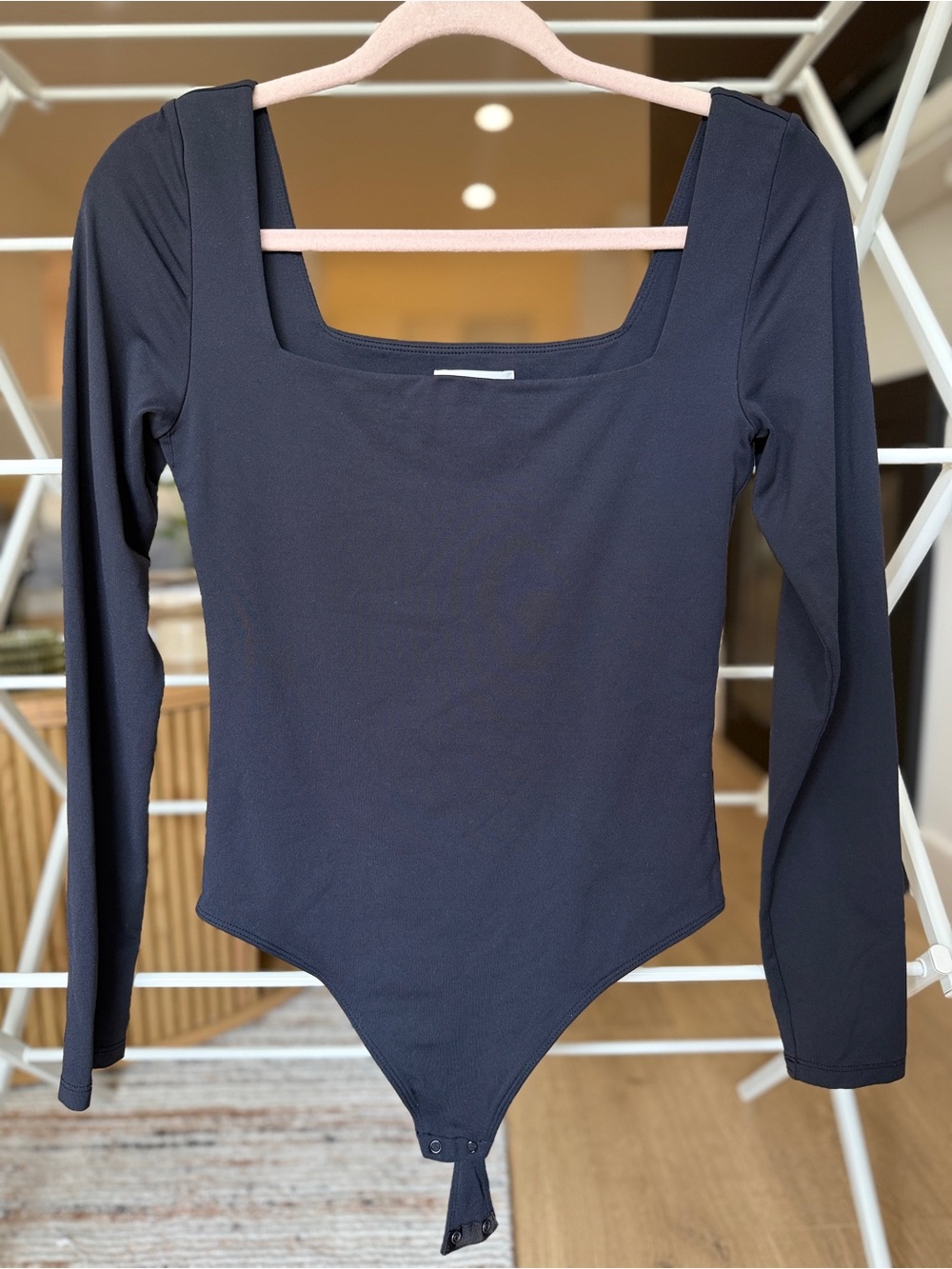 Aritzia Medium Babaton Long Sleeve Square Neck One-Piece Bodysuit - Black